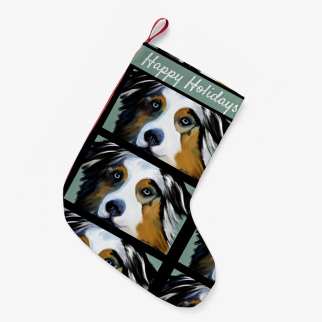 AUSTRALIAN SHEPHERD KLEINER WEIHNACHTSSTRUMPF (Vorderansicht (hängend))