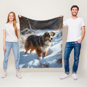 Australian Shepherd Let It Snow Christmas Fleecedecke