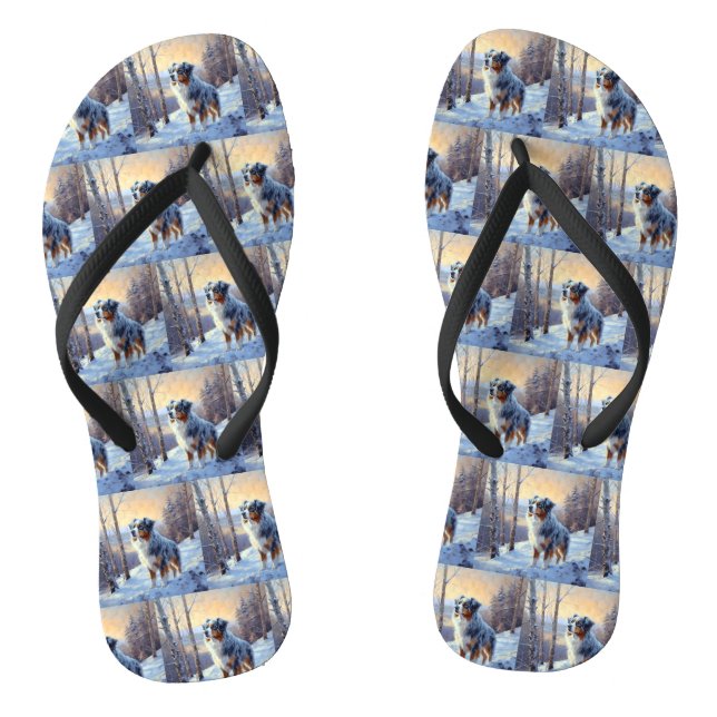 Australian Shepherd Let It Snow Christmas Flip Flops (Fußbett)