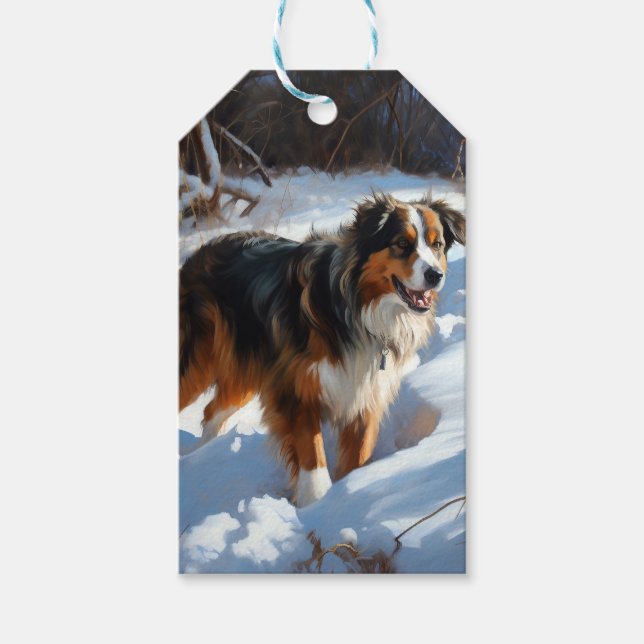 Australian Shepherd Let It Snow Christmas Geschenkanhänger (Vorderseite)