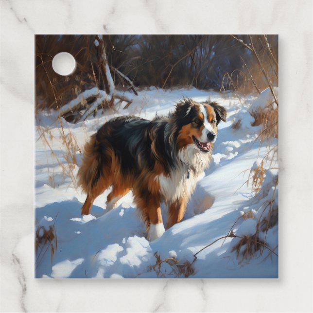 Australian Shepherd Let It Snow Christmas Geschenkanhänger (Vorderseite)