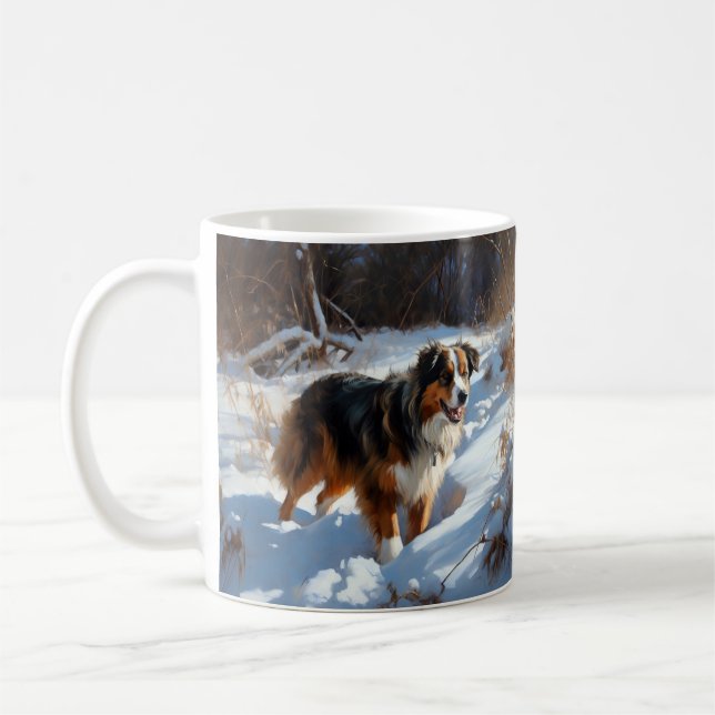 Australian Shepherd Let It Snow Christmas Kaffeetasse (Links)
