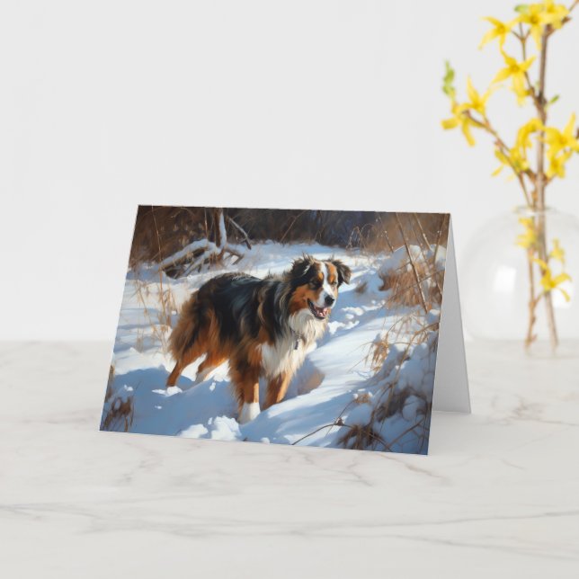 Australian Shepherd Let It Snow Christmas Karte (Gelbe Blume)