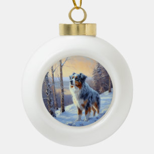 Australian Shepherd Let It Snow Christmas Keramik Kugel-Ornament