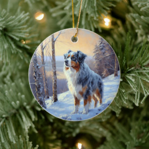 Australian Shepherd Let It Snow Christmas Keramik Ornament