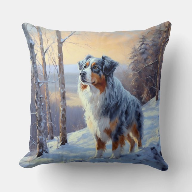 Australian Shepherd Let It Snow Christmas Kissen (Vorderseite)