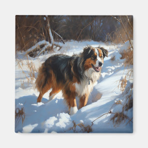 Australian Shepherd Let It Snow Christmas Magnet