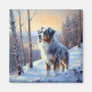 Australian Shepherd Let It Snow Christmas Magnet