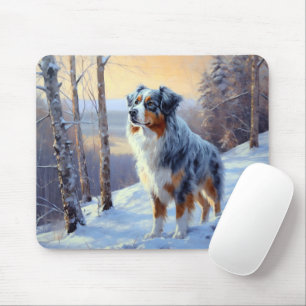 Australian Shepherd Let It Snow Christmas Mousepad