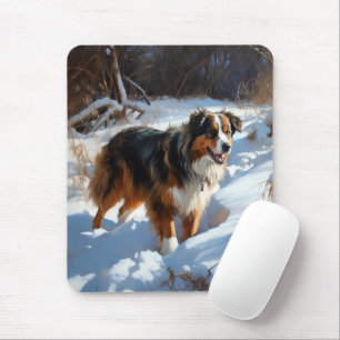 Australian Shepherd Let It Snow Christmas Mousepad