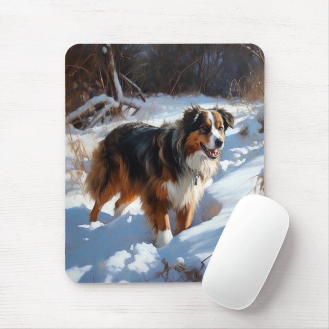 Australian Shepherd Let It Snow Christmas Mousepad (Mit Mouse)