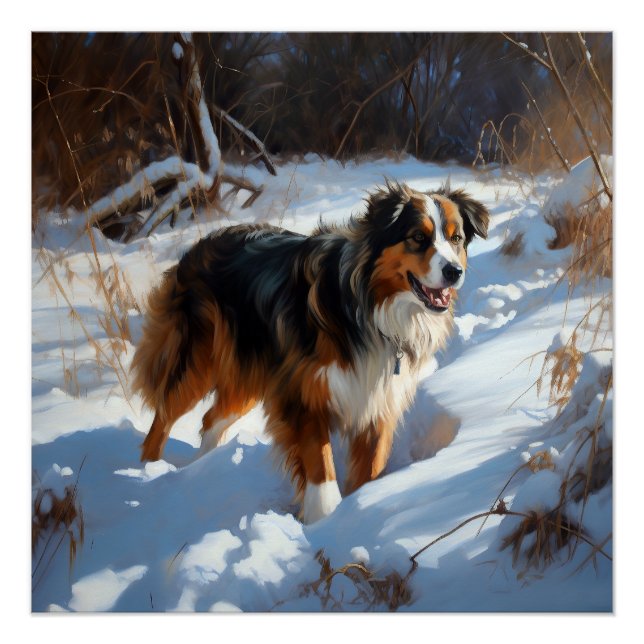 Australian Shepherd Let It Snow Christmas Poster (Vorderseite)