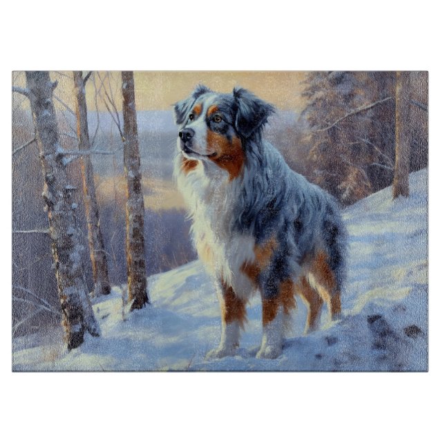 Australian Shepherd Let It Snow Christmas Schneidebrett (Vorderseite)