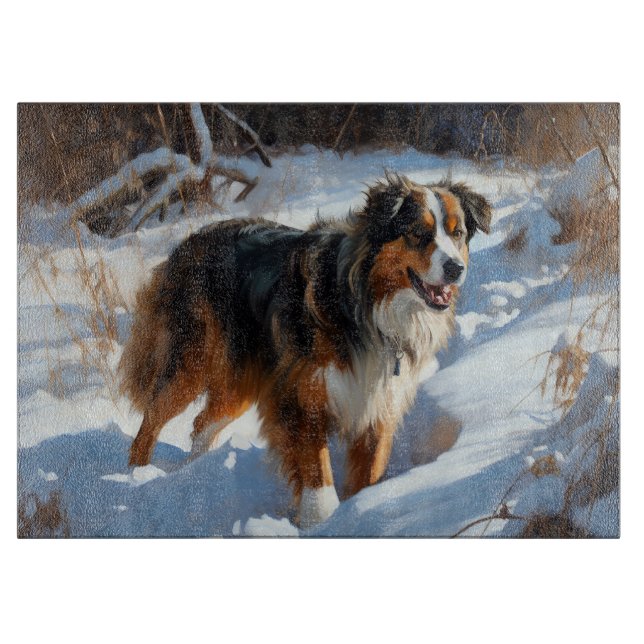 Australian Shepherd Let It Snow Christmas Schneidebrett (Vorderseite)