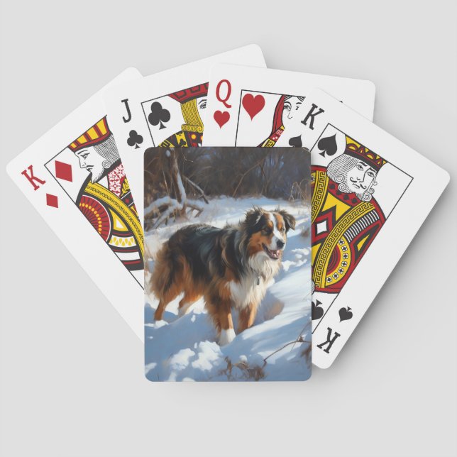 Australian Shepherd Let It Snow Christmas Spielkarten (Rückseite)