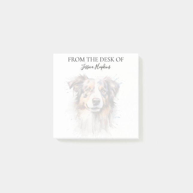 Australian Shepherd Liebhaber monogrammierter Hund Post-it Klebezettel (Vorderseite)