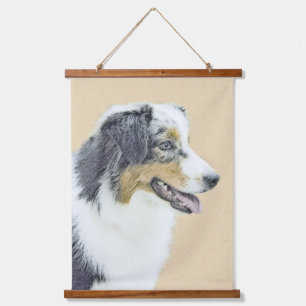 Australian Shepherd Malerei - Originale Hundekunst Wandteppich Mit Holzrahmen