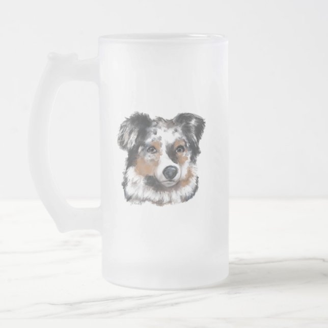 Australian Shepherd Mattglas Bierglas (Links)