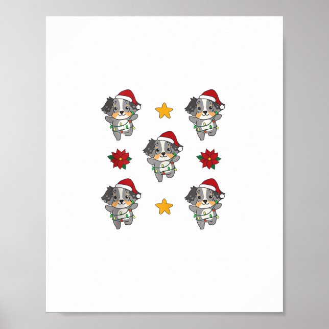 Australian Shepherd Merry Christmas Winter Hogs Ch Poster (Vorne)