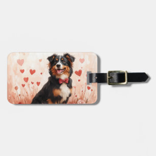 Australian Shepherd mit Rosen - Valentinstag Gepäckanhänger
