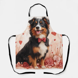 Australian Shepherd mit Rosen - Valentinstag  Schürze