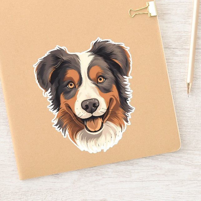 Australian Shepherd Niedlich Aussie Dog Face Conto Aufkleber (Notizbuch)