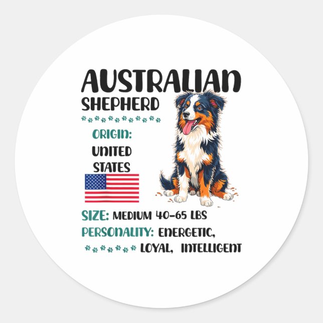 Australian Shepherd Origin Funny Aussie Dog Lover  Runder Aufkleber (Vorderseite)