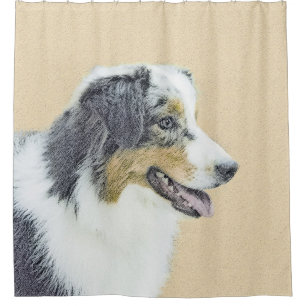 Australian Shepherd Painting - Original Dog Art Duschvorhang