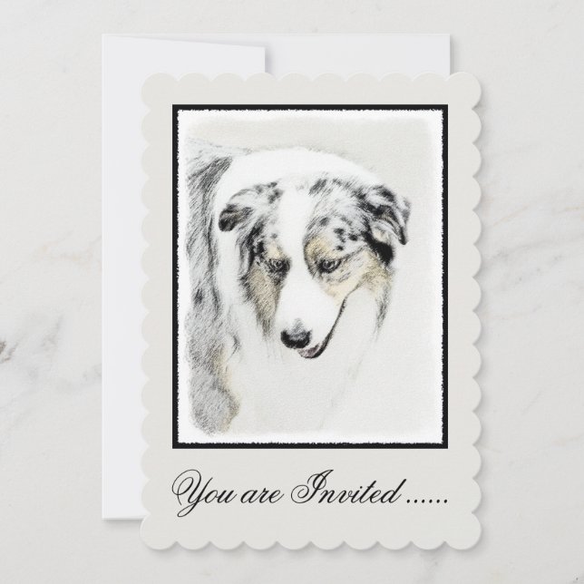 Australian Shepherd Painting - Original Dog Art Einladung (Vorderseite)