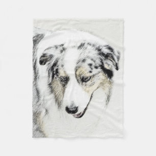 Australian Shepherd Painting - Original Dog Art Fleecedecke