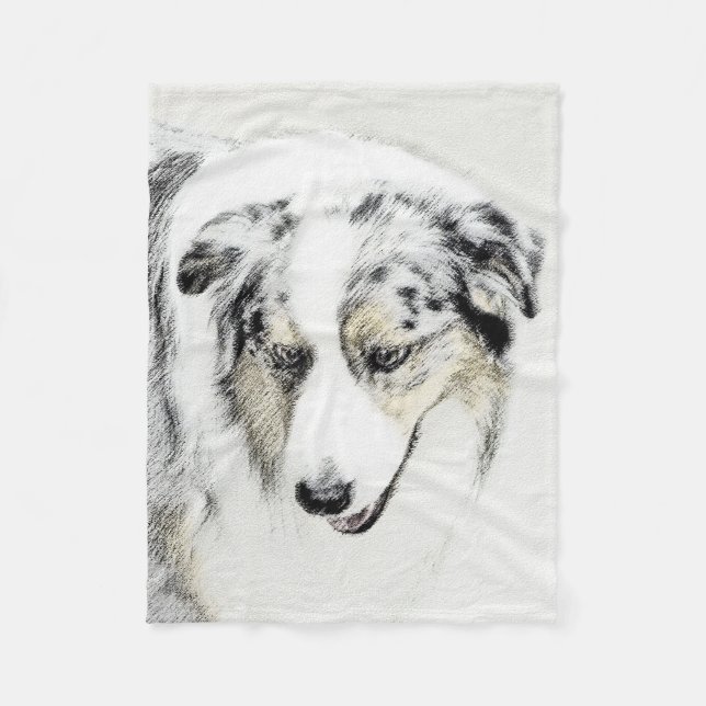 Australian Shepherd Painting - Original Dog Art Fleecedecke (Vorderseite)