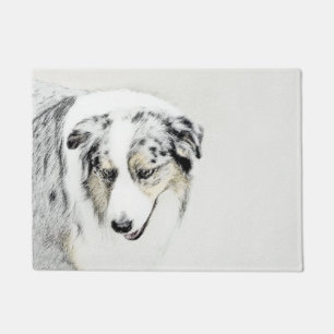 Australian Shepherd Painting - Original Dog Art Fußmatte