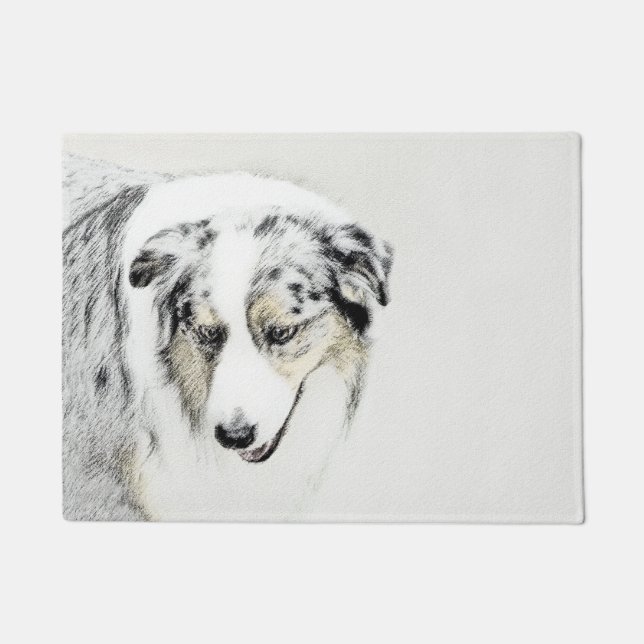 Australian Shepherd Painting - Original Dog Art Fußmatte (Vorderseite)