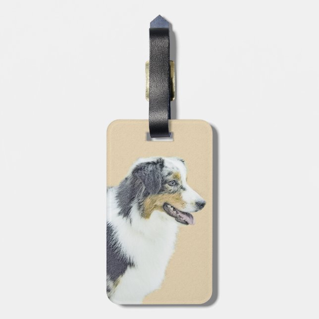 Australian Shepherd Painting - Original Dog Art Gepäckanhänger (Rückseite vertikal)