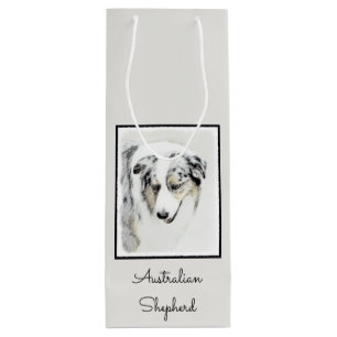 Australian Shepherd Painting - Original Dog Art Geschenktüte Für Weinflaschen