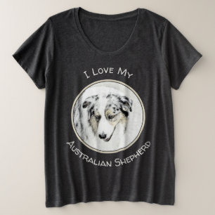 Australian Shepherd Painting - Original Dog Art Große Größe T-Shirt