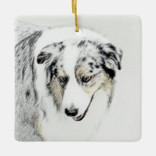 Australian Shepherd Painting - Original Dog Art Keramikornament