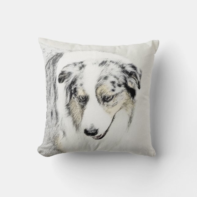 Australian Shepherd Painting - Original Dog Art Kissen (Vorderseite)