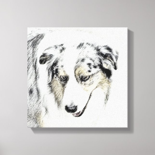 Australian Shepherd Painting - Original Dog Art Leinwanddruck (Vorderseite)