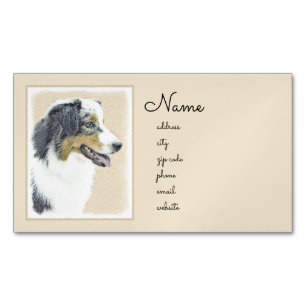 Australian Shepherd Painting - Original Dog Art Magnetische Visitenkarte