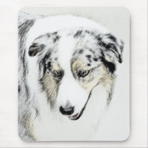Australian Shepherd Painting - Original Dog Art Mousepad