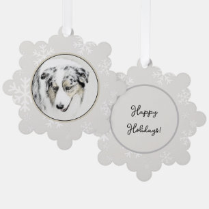 Australian Shepherd Painting - Original Dog Art Ornament Karte