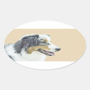 Australian Shepherd Painting - Original Dog Art Ovaler Aufkleber