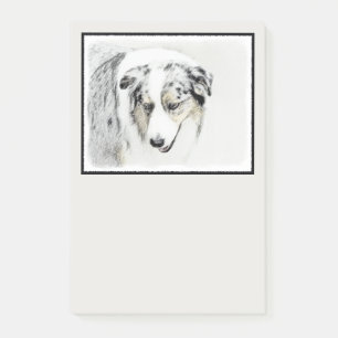 Australian Shepherd Painting - Original Dog Art Post-it Klebezettel