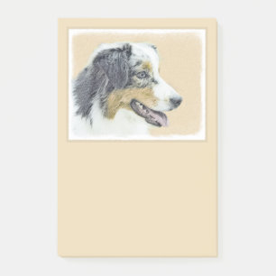 Australian Shepherd Painting - Original Dog Art Post-it Klebezettel