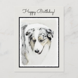 Australian Shepherd Painting - Original Dog Art Postkarte