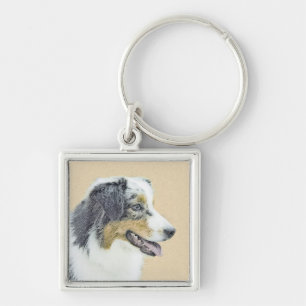 Australian Shepherd Painting - Original Dog Art Schlüsselanhänger