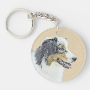 Australian Shepherd Painting - Original Dog Art Schlüsselanhänger