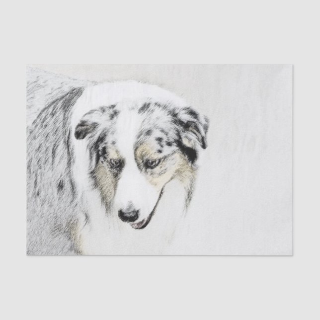 Australian Shepherd Painting - Original Dog Art Seidenpapier (Vorderseite)