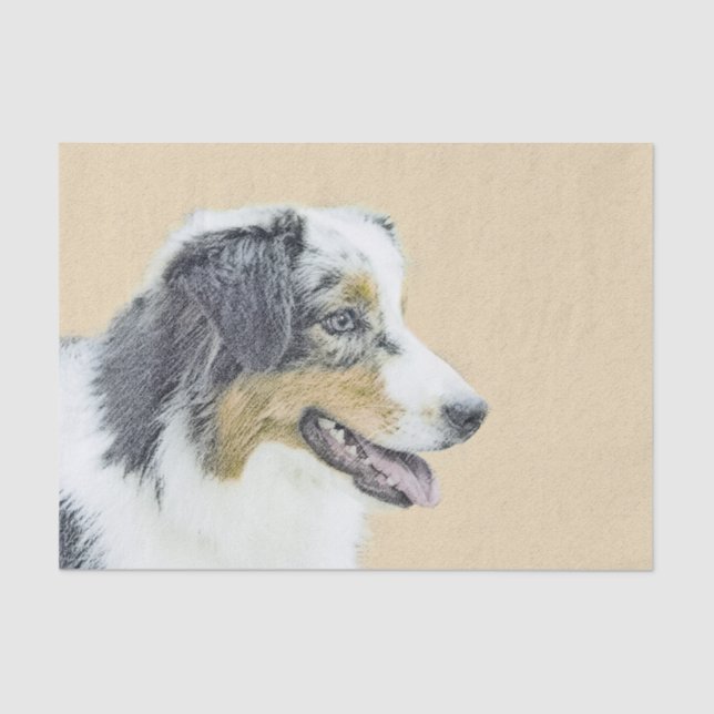 Australian Shepherd Painting - Original Dog Art Seidenpapier (Vorderseite)
